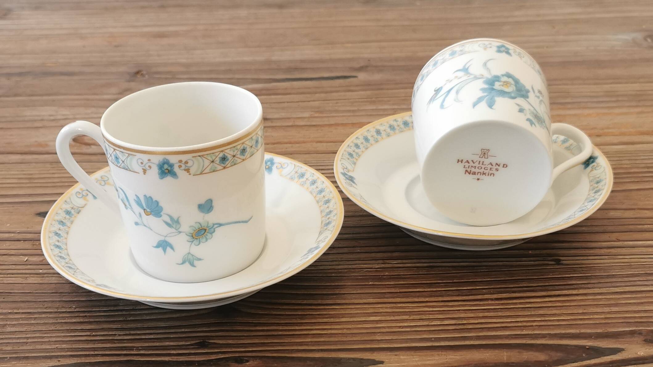 2 tasses à café et sous-tasses Haviland Limoges Nankin