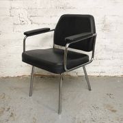 Space Age Black Leather Armchair, 1970s