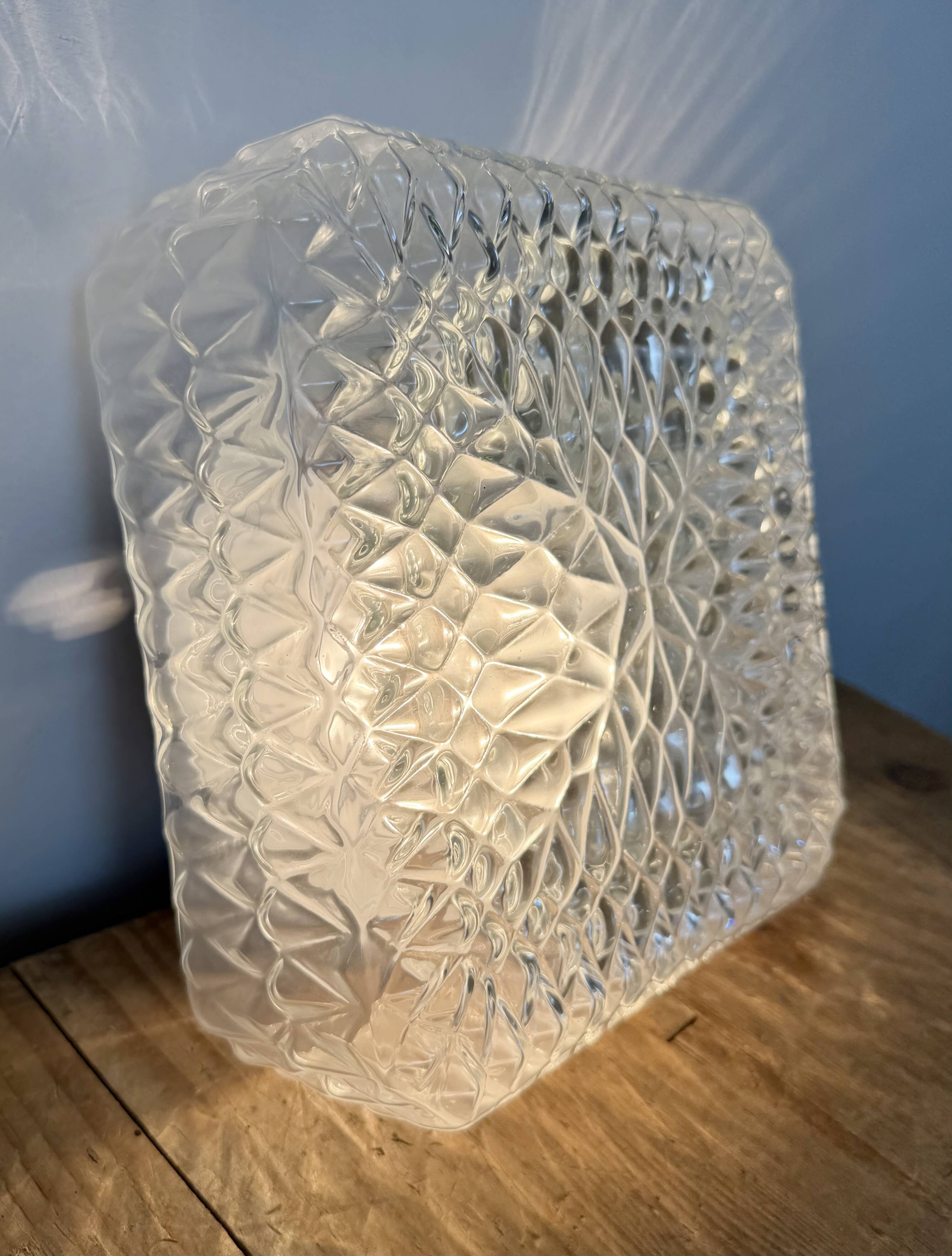 Vintage Glass Wall or Ceiling Light, 1970s