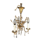 3-arm chandelier in brass and glass