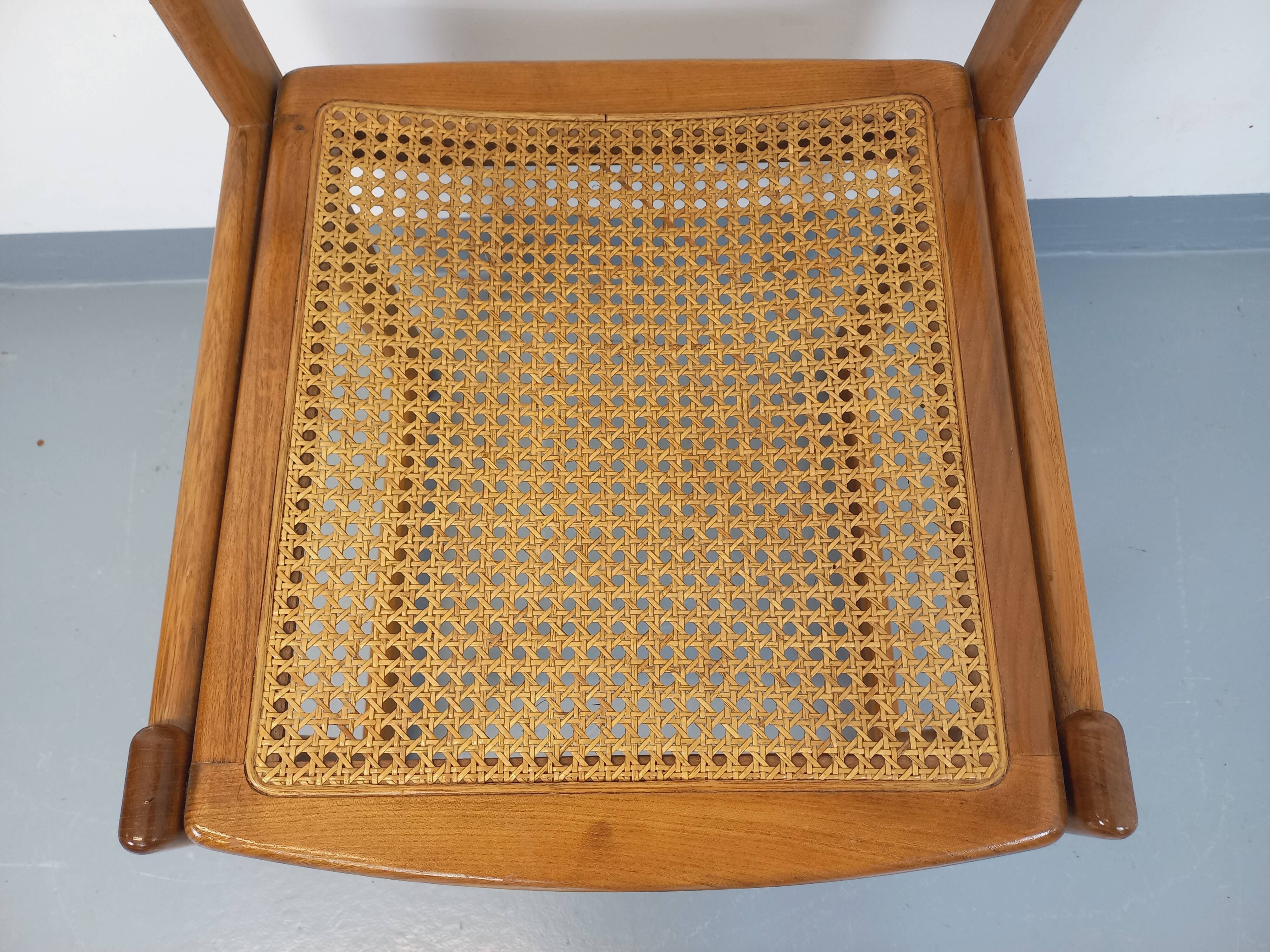 Vintage sleigh chair in beech wood and cane from the 70s and 80s