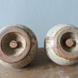 Salt and pepper shaker in Puisaye stoneware by Jean Pierre Prud'homme