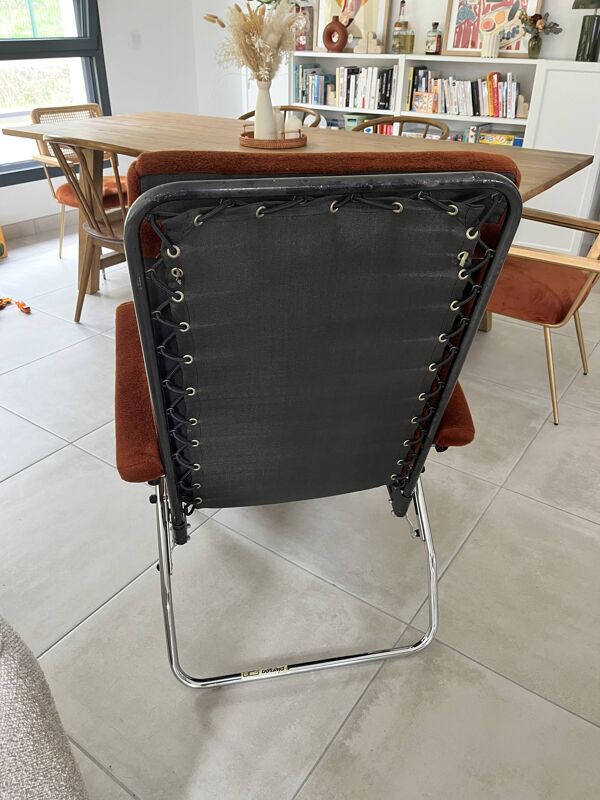Fauteuil relax vintage Pierson en velours – années 70/80
