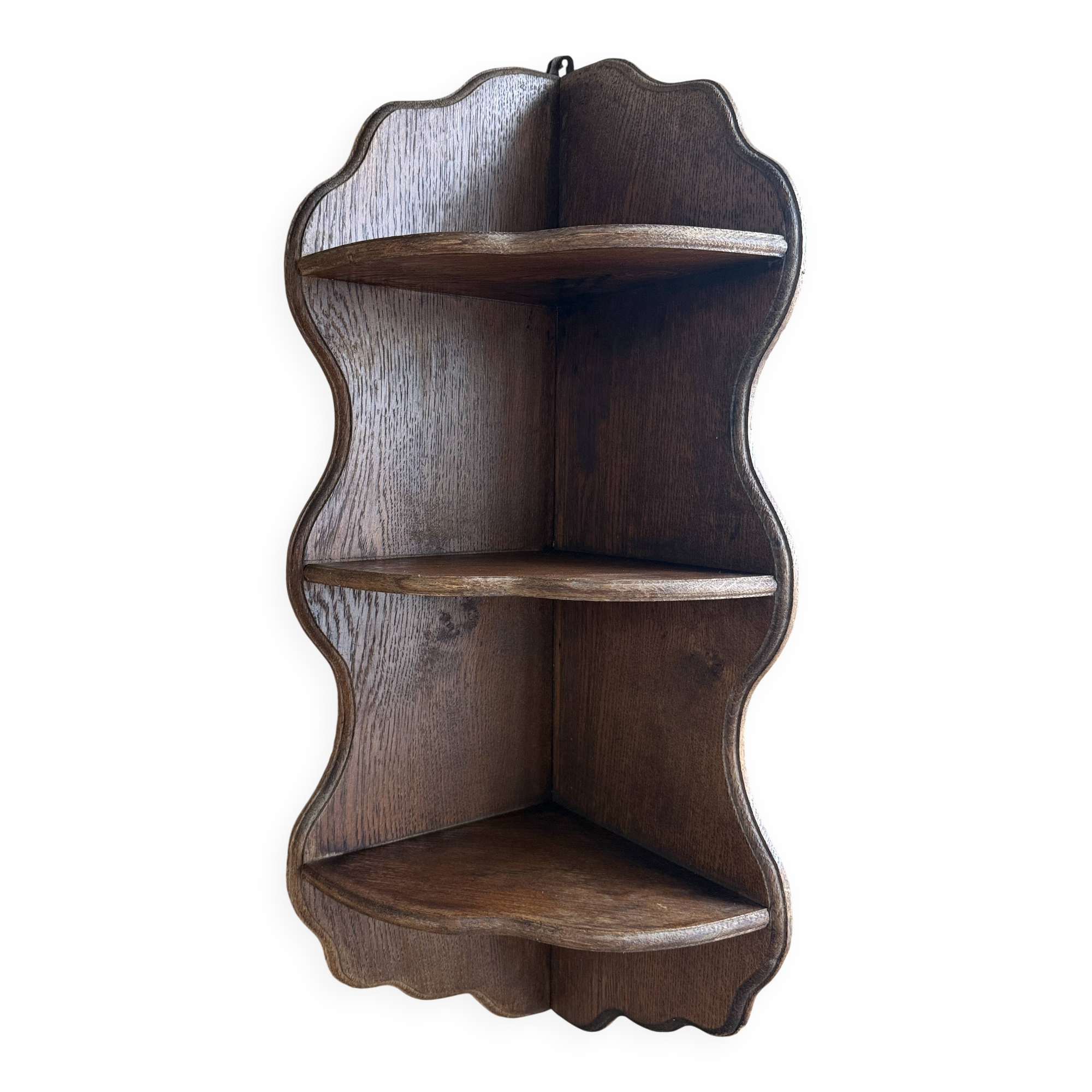 Old corner shelf in solid oak