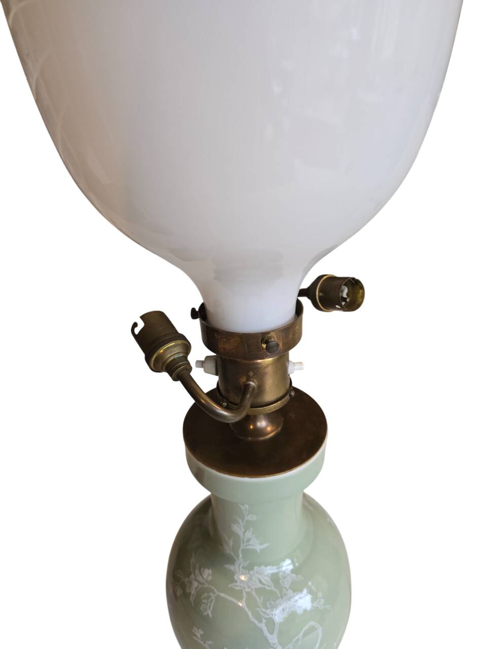 Celadon lamp with opaline 2 lights