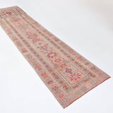 3x13 Soft Pink Vintage Oushak Long Stairs Runner Rug, 83x379 Cm