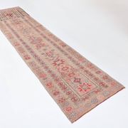 3x13 Soft Pink Vintage Oushak Long Stairs Runner Rug, 83x379 Cm