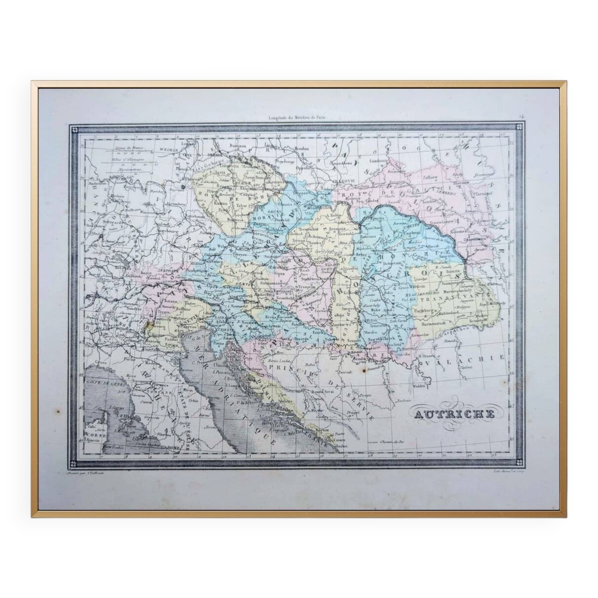 L'Autriche, carte ancienne, imprimée en 1852.