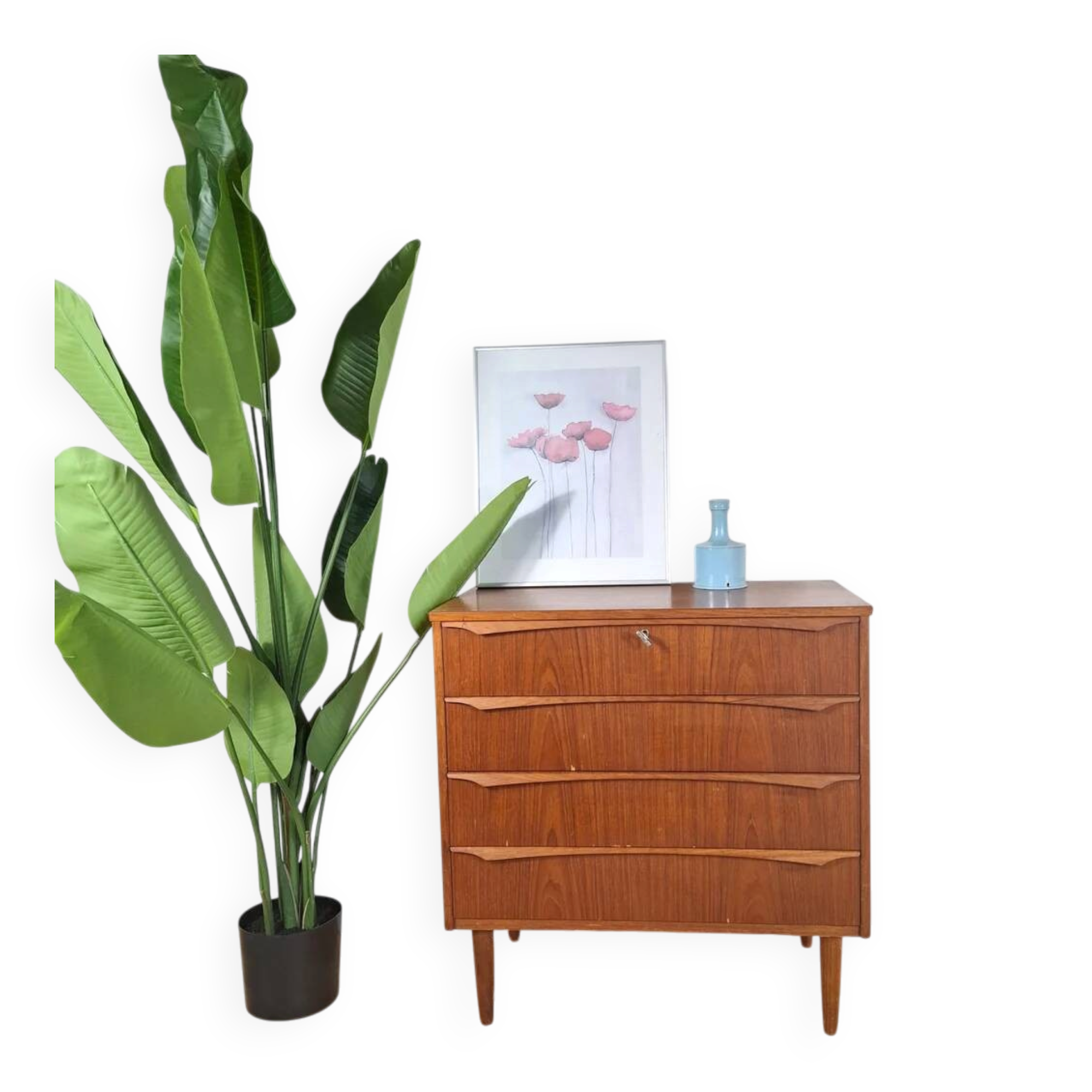 Small mid-century modern chest of drawers with four drawers – Scandinavian design in teak, 1960s