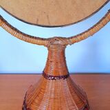 Miroir psyché en rotin 70s