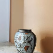 Vintage enamelled brass vase