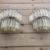 Transparent “Triedro” Murano glass wall sconce