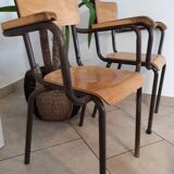 Set of 2 vintage schoolmaster chairs