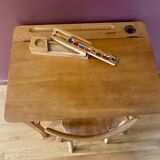 Desk, school desk and its Bauman chair, old children's desk, children's furniture 1960.