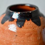 Set of three ethnic glazed terracotta ball vases from the 1970s.