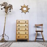 5 drawers dresser in light fir 1950 black buttons