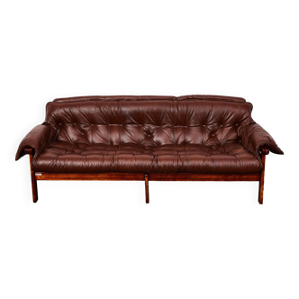 Mid Century Tufted Leather Sofa, 1970s Brazil