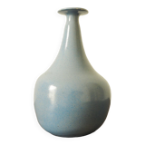 Soliflore artisanal en céramique bleue signée JS