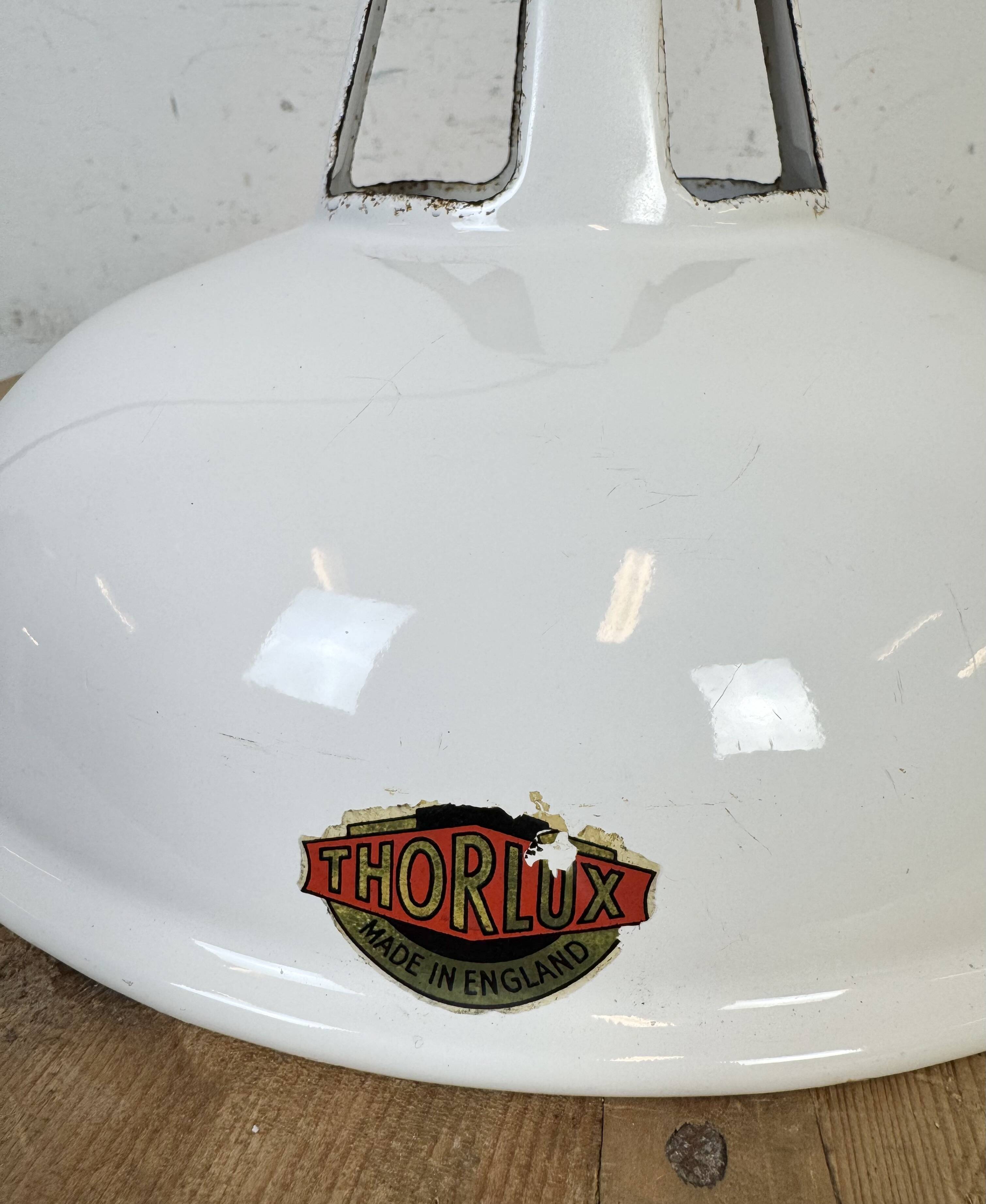 Industrial White Enamel Factory Pendant Lamp from Thorlux, 1960s