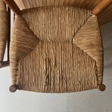 Set of 2 Italian chairs in wood and straw, Gio Ponti style 1950