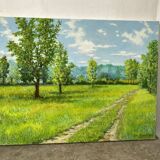 Green landscape signed in 2017