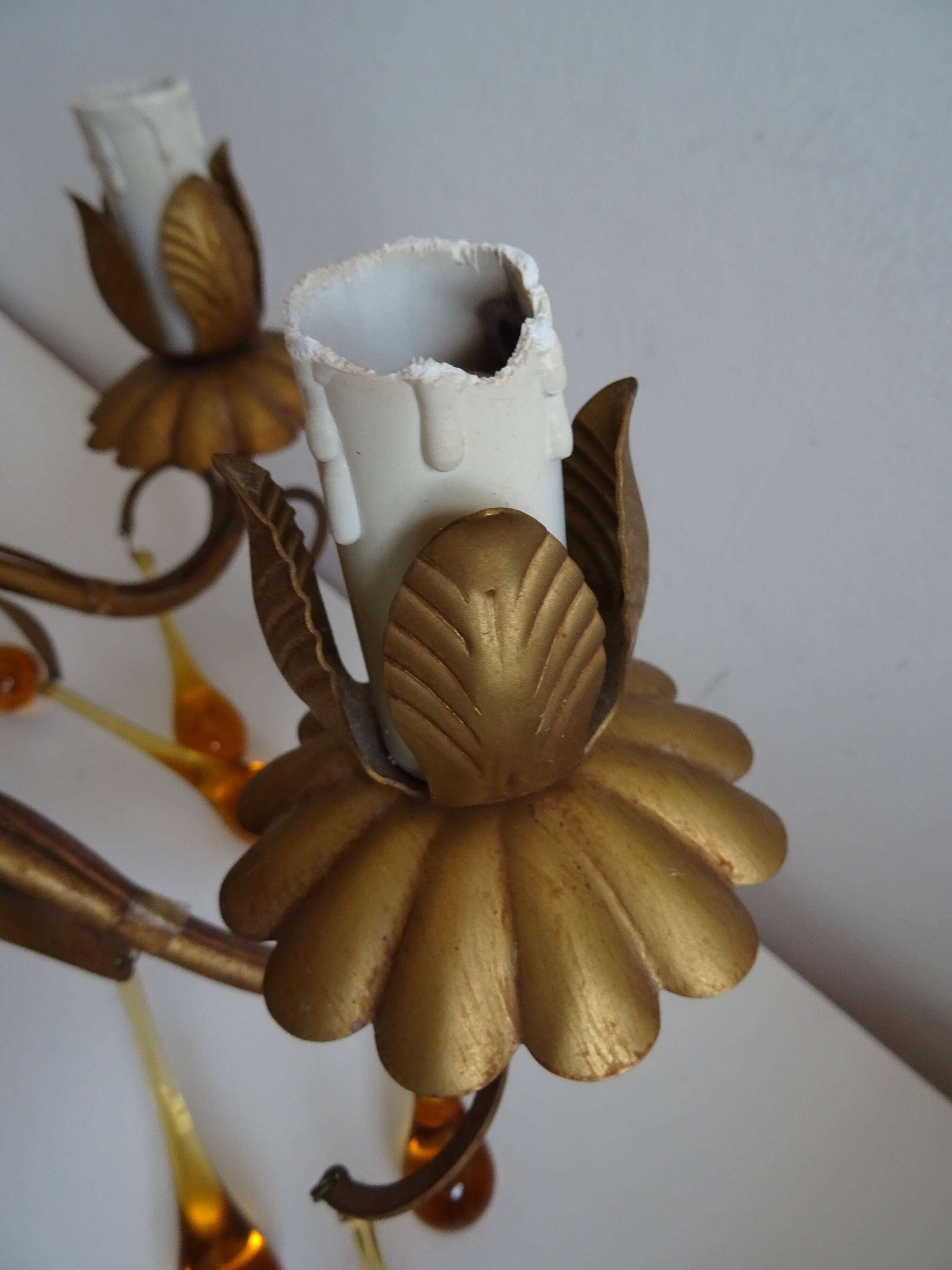 Murano glass and gilded metal drop chandelier, 1950s-1960s