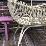 Superb vintage rattan cradle