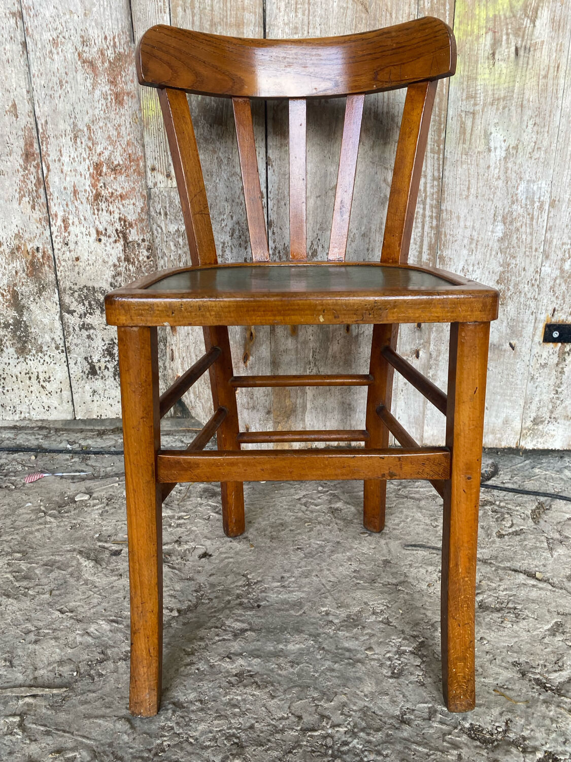 Vintage BAUMANN Mado Wood Bistro Chair with Green Seat