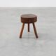 Rustic Oak Tripod Stool with Chunky Round Wooden Seat, France, circa 1920