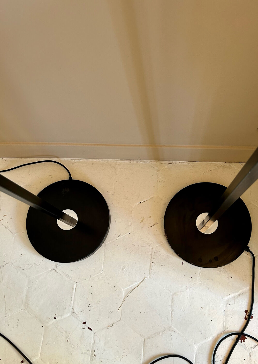 Pair of vintage geometric floor lamps model "206863" , Pierre Disderot for Glass and Light, France 1980