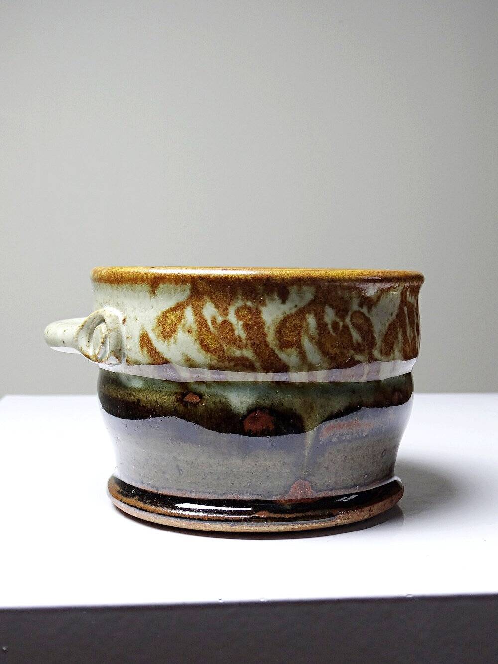 Large glazed stoneware vintage Japanese-style mug signed from the 90s-2000s.