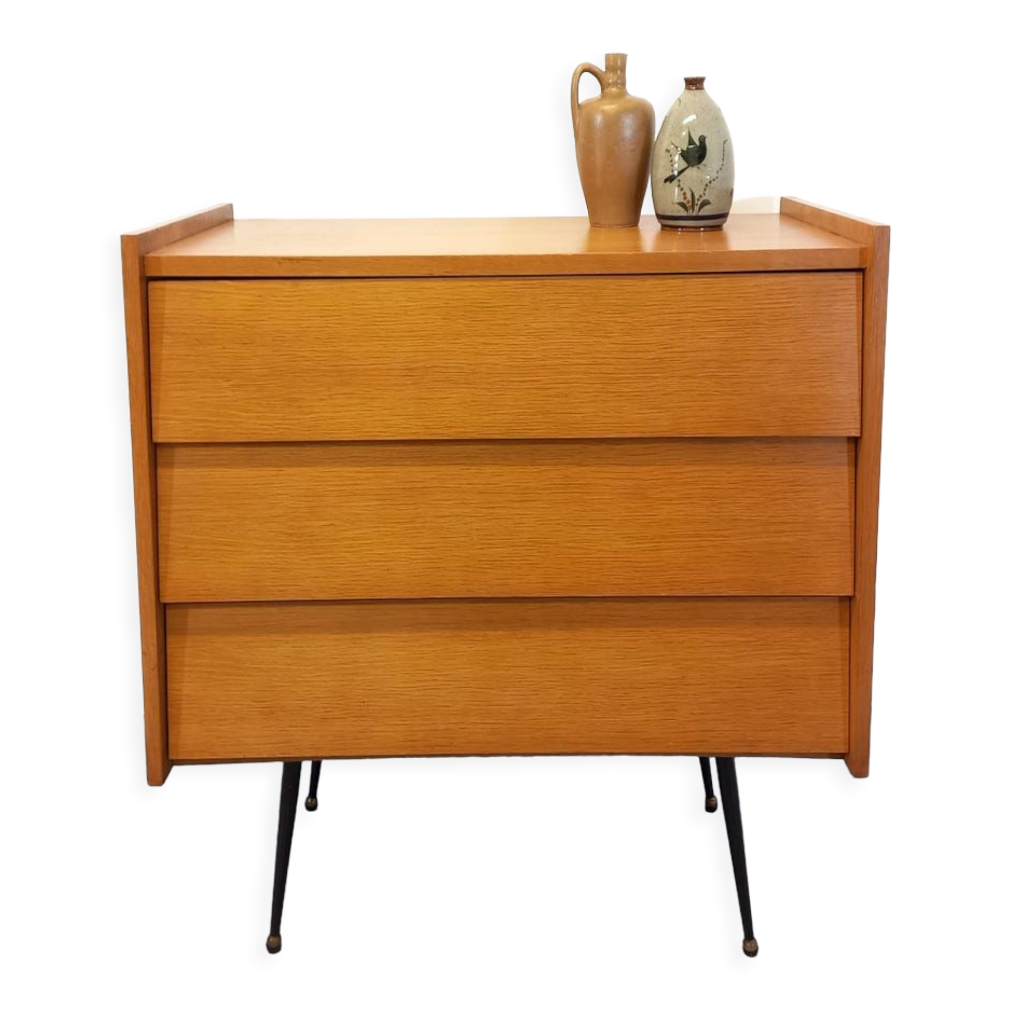 Wooden and black metal chest of drawers from the 50/60s