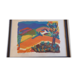 Lithograph Pierre Ambrogiani Landscape of Provence