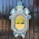 Venetian mirror in colourless and blue Murano glass, circa 1930.