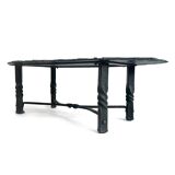 French wrought iron and slate coffee table