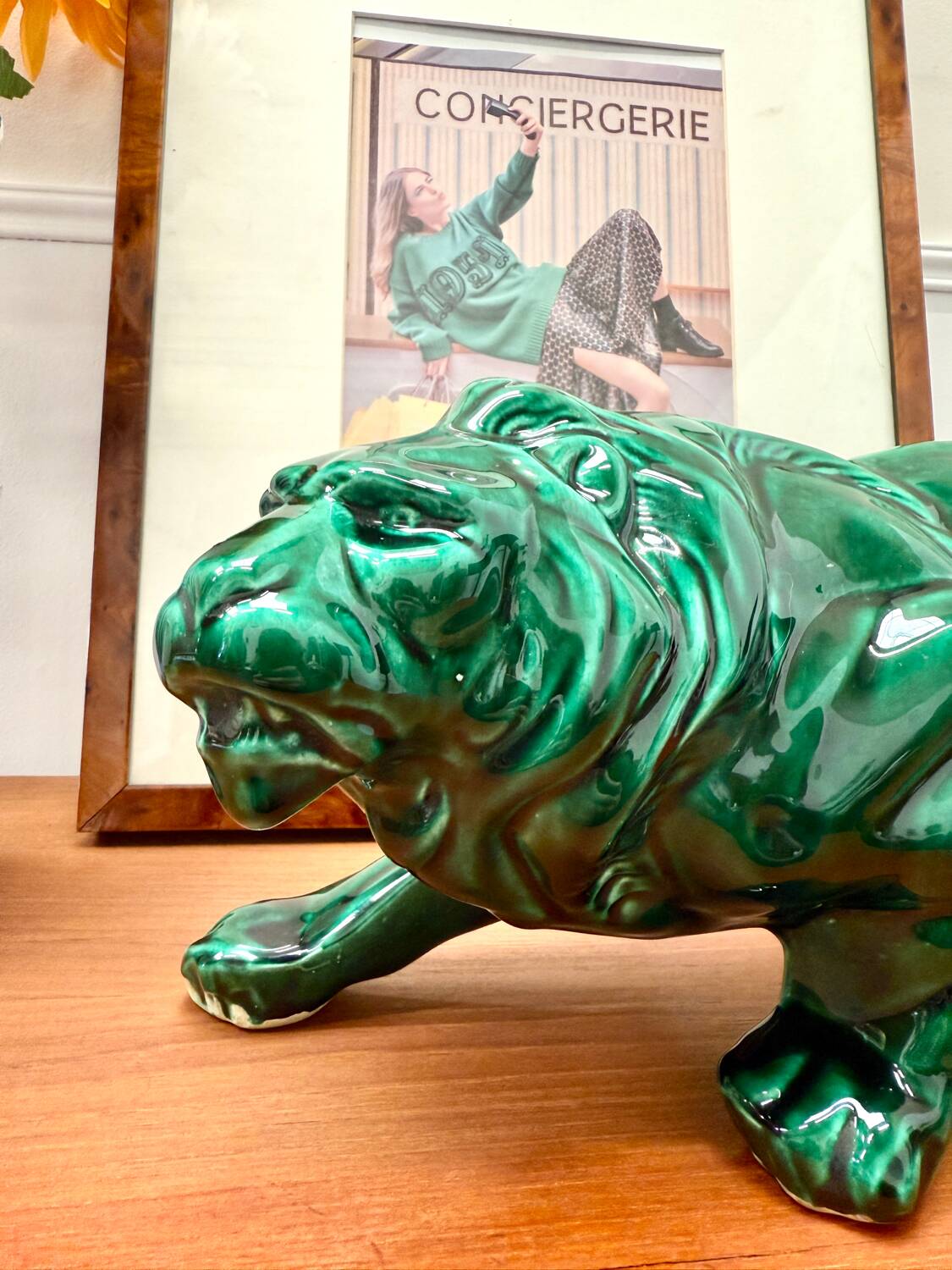 Céramique lion vert