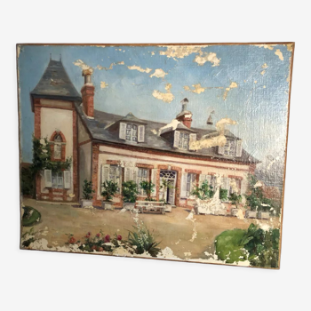 Maison bourgeoise huile sur toile