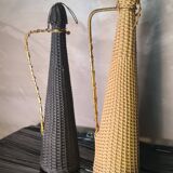Lot of Scoubidou bottles from the 1960s to the 1970s, 1 black and 1 cream 44x10