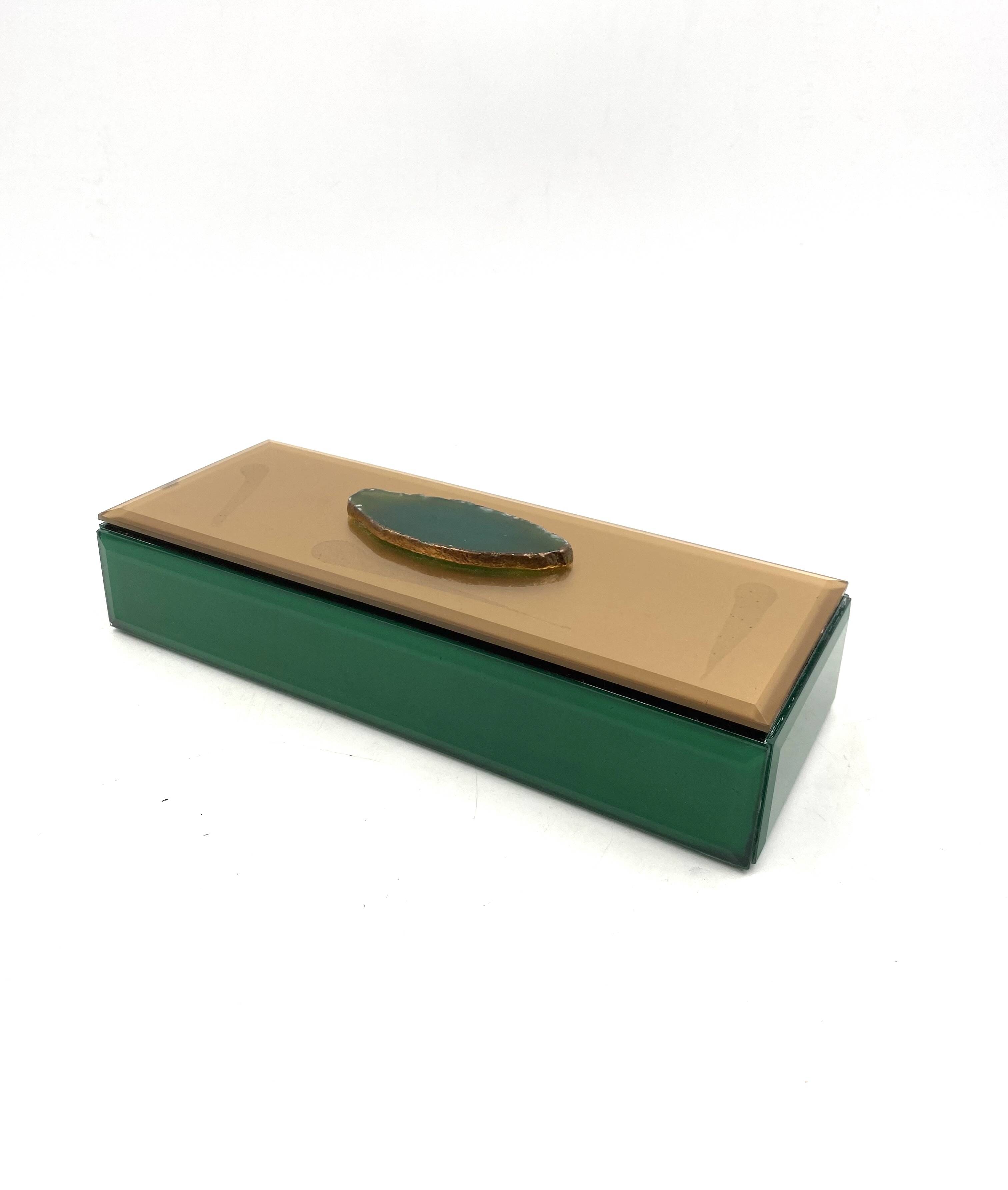 Green glass Jewelry Box, Italy 1980s