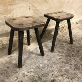 Paire de tabourets art populaire