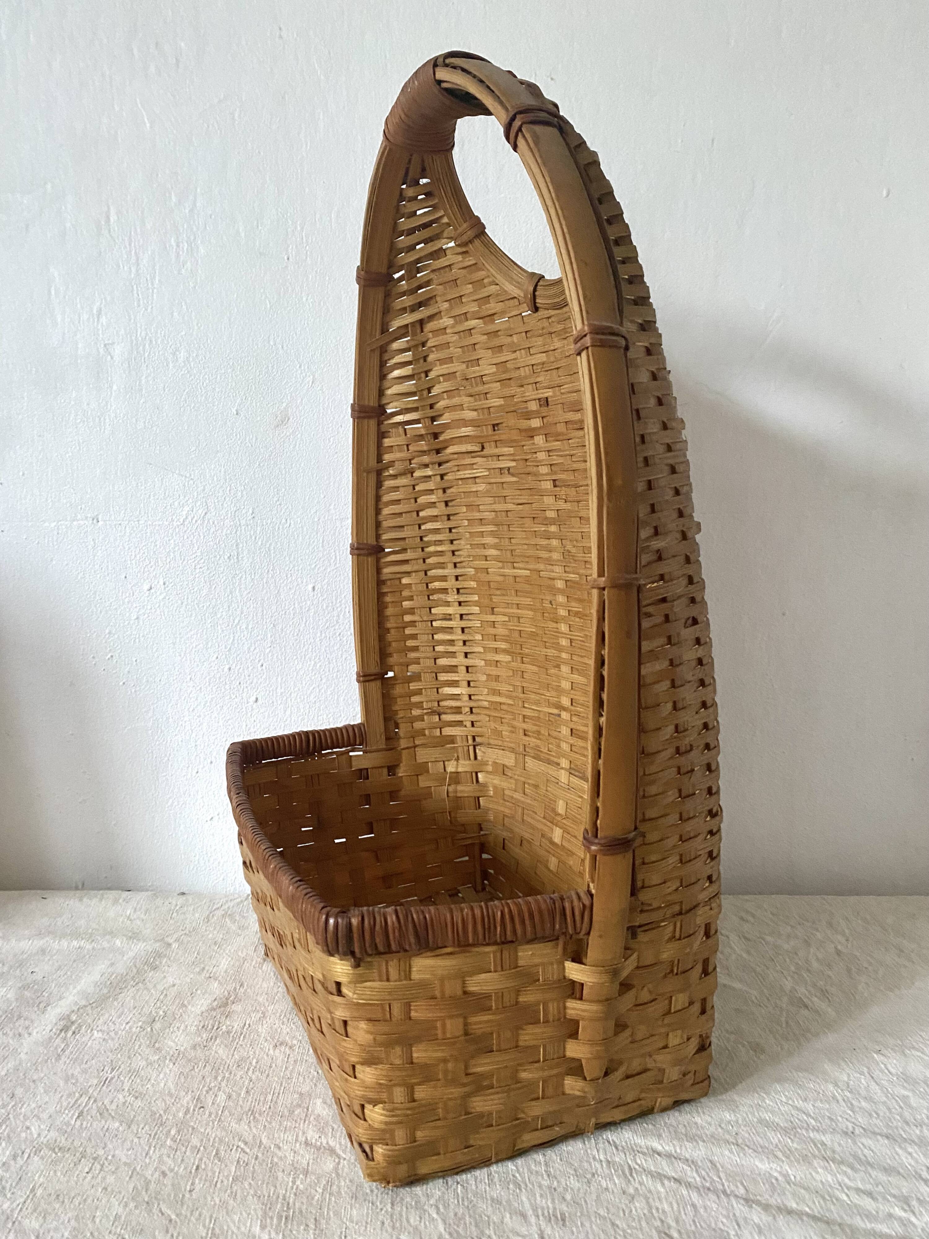 Woven rattan basket, storage or hanging basket
