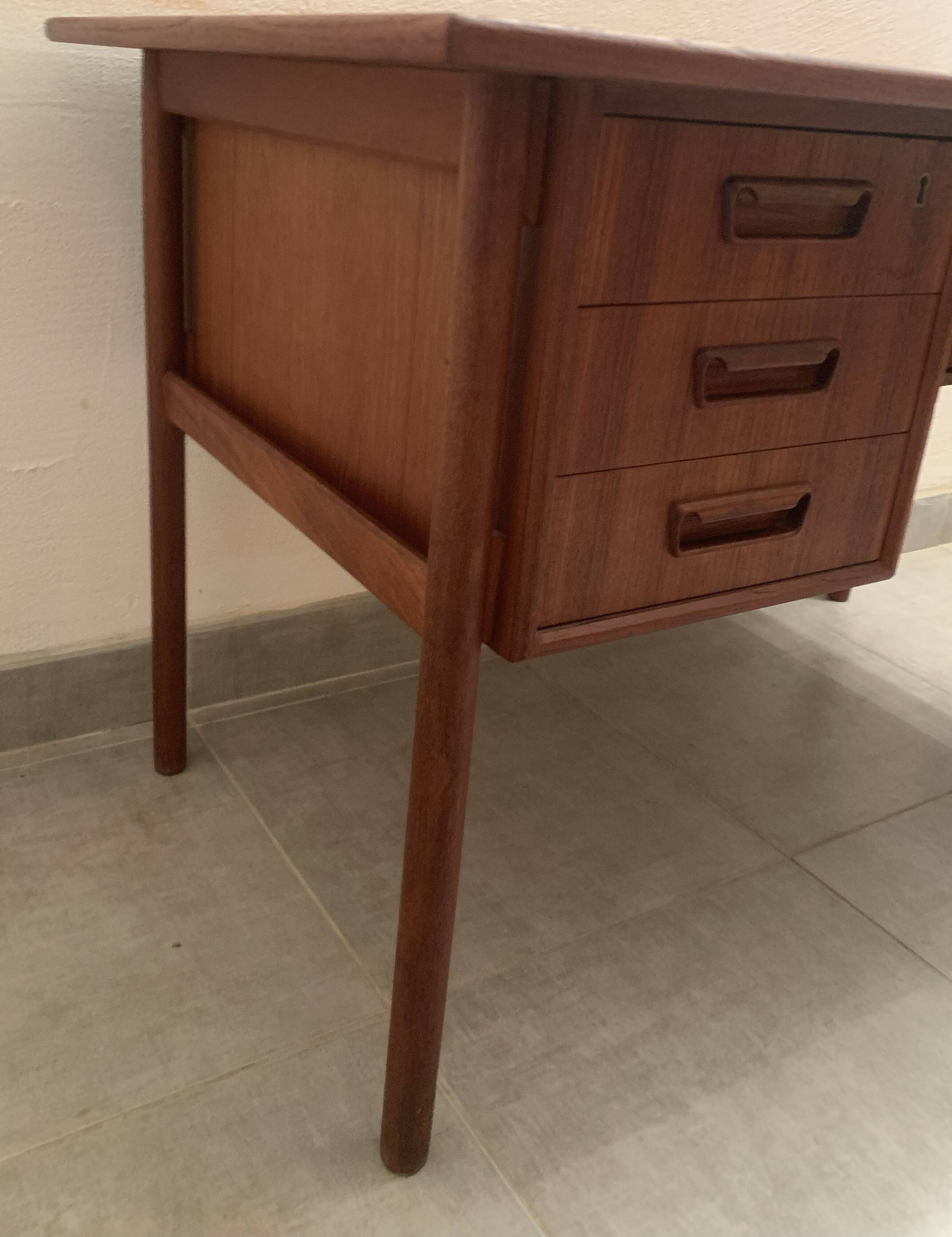 Vintage Danish teak desk by Gunnar Nielsen Tibergaard, 1960