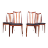 Chaises de salle à manger vintage en teck et cuir par Leslie Dandy pour G-Plan, années 1960, lot de 4