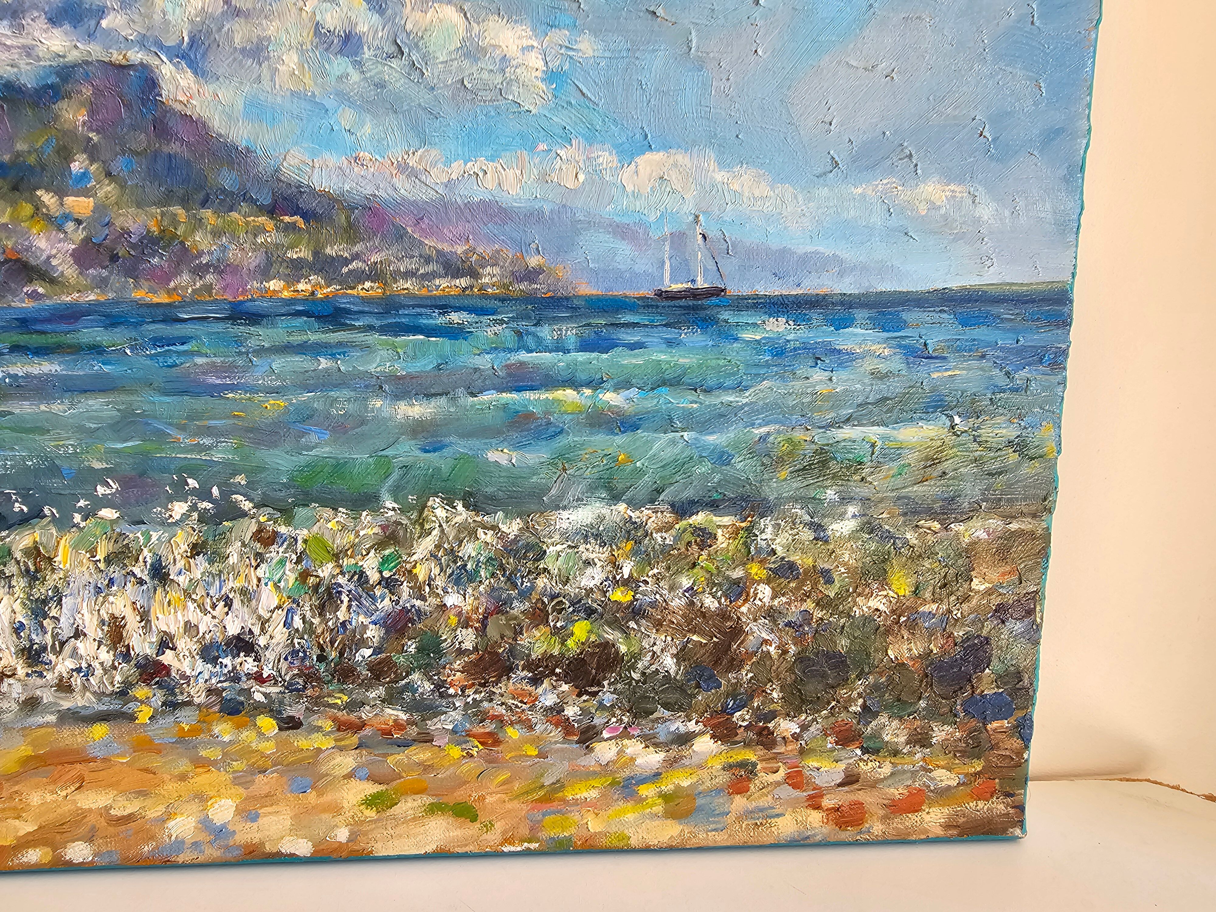 Oil painting on canvas - Seascape Cap Ferrat signed STAS Stanislav Dy