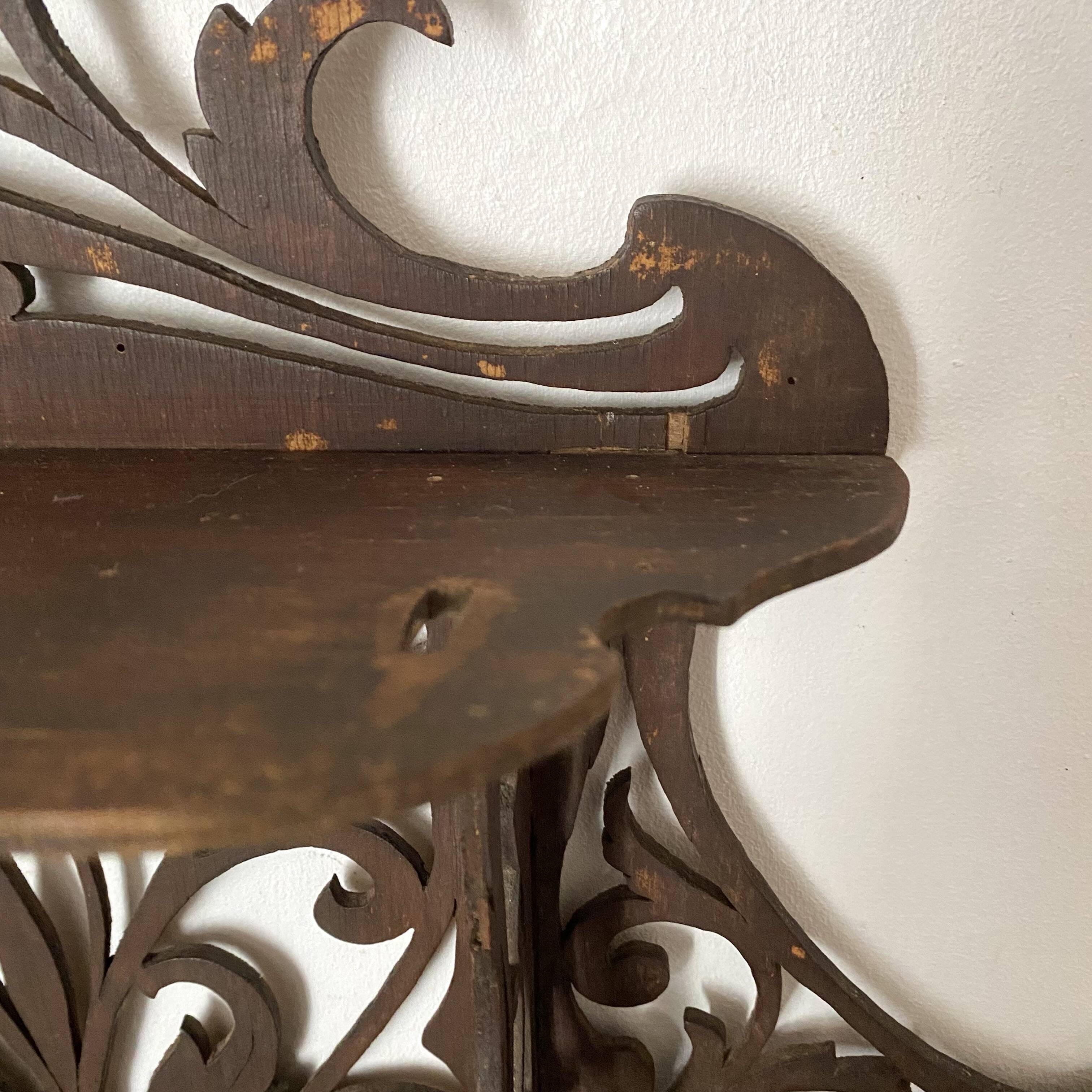 antique Napoleon III wall shelf in openwork wood