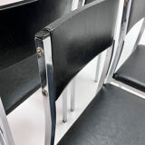 Set of 6 belgium chrome and skai dining chairs, 1960s