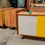 Set of 2 U452 yellow and pink sideboards by Jiri Jiroutek for Interier Praha 1960