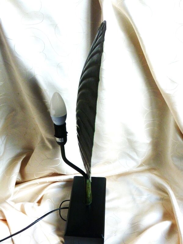 Lampe feuille, lampe d'ambiance, lampe feuille métal, lampe à poser vintage