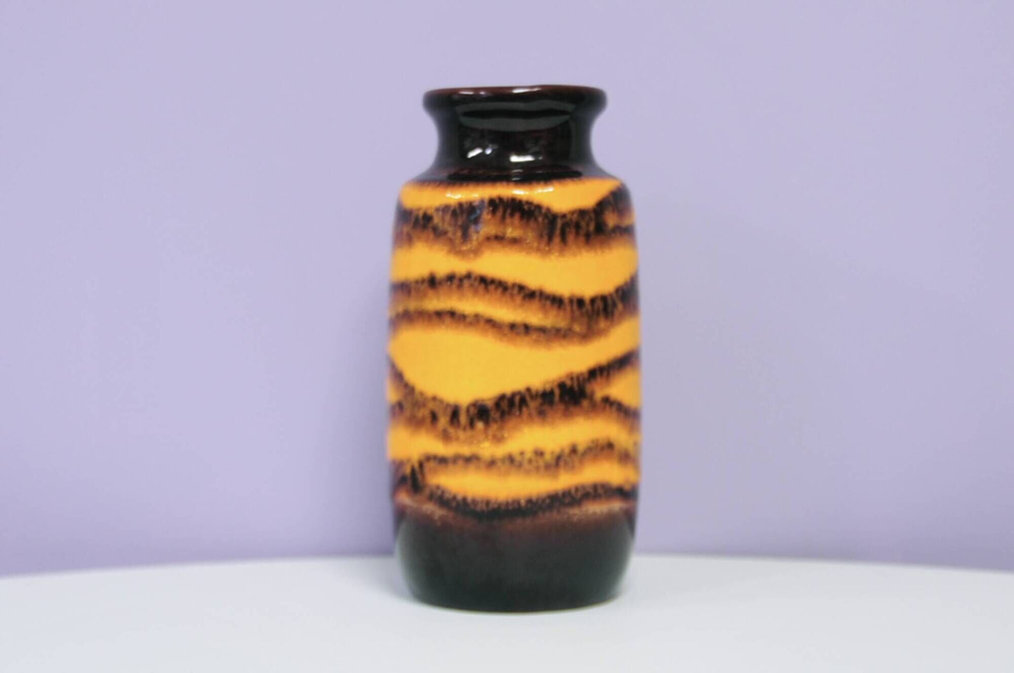 Brown & orange flamed West Germany vase