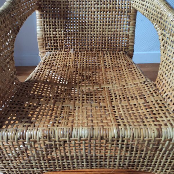 Fauteuil vintage en rotin de Maria Vinka pour Ikéa